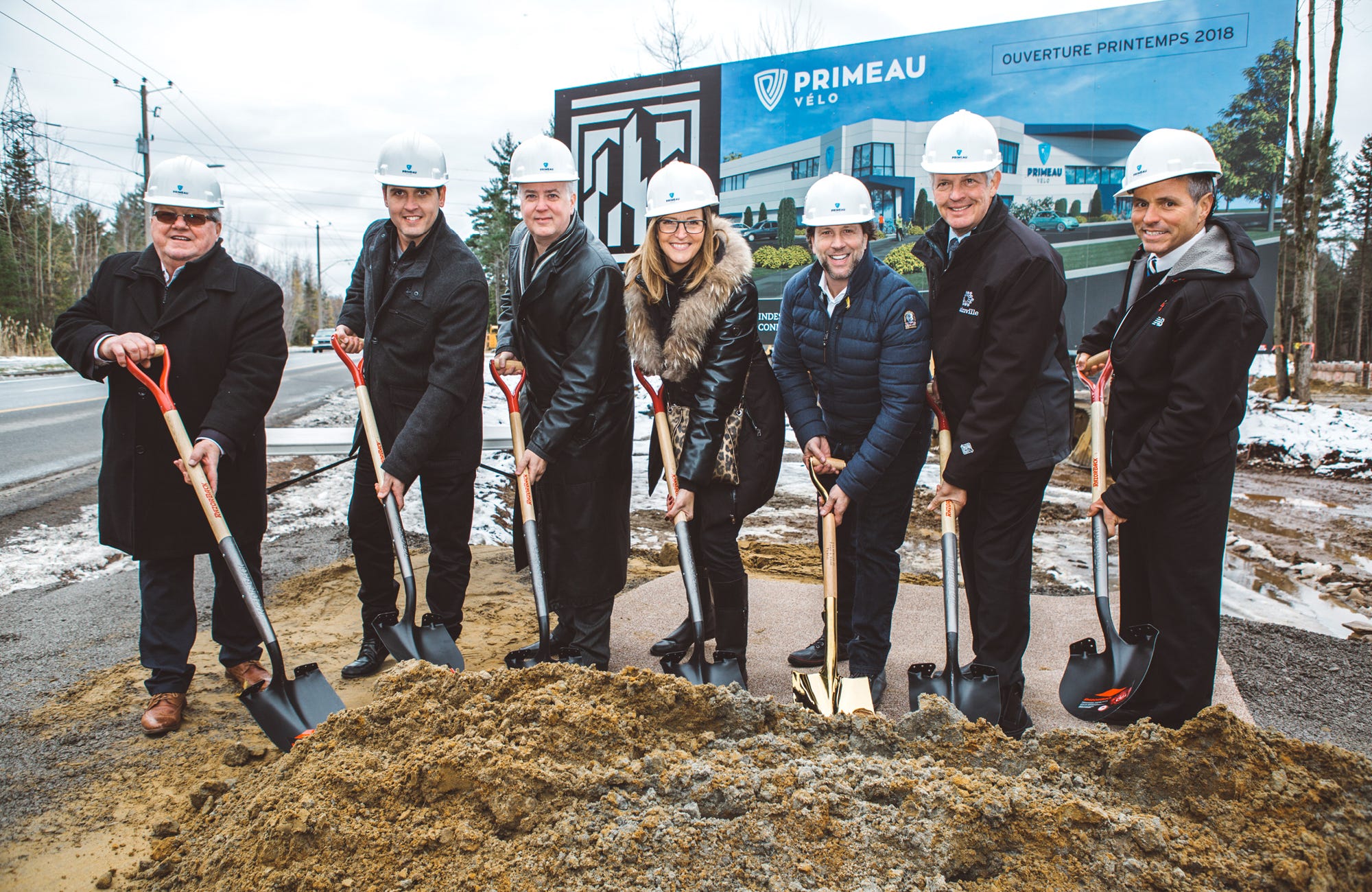 David Normand et Éric Primeau - Inauguration des constructions du magasin Primeau Vélo à Blainville en 2018