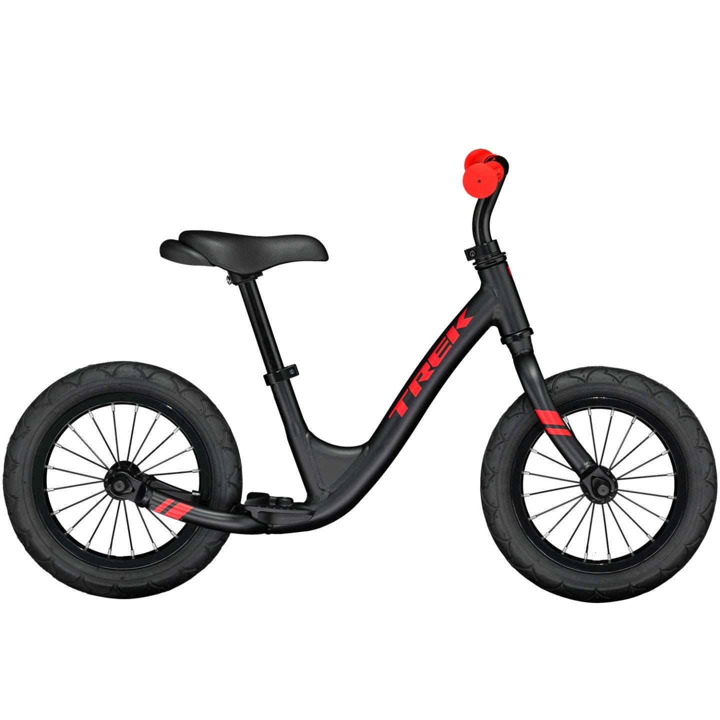 Vélo pour enfant 12 pouces noir avec accents rouge sans pédales Trek Kickster